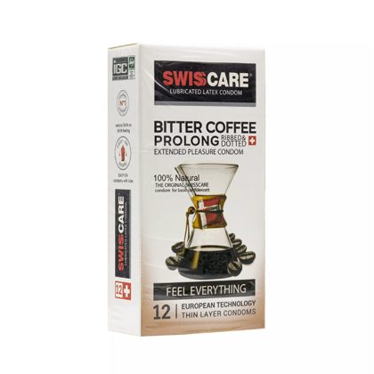 کاندوم تاخیری و خاردار قهوه تلخ سوئیس کر Bitter Coffee Prolong بسته ۱۲ عددی