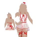 لباس خواب پرستاری جورابدار سفید قرمز کلرن - Image 4
